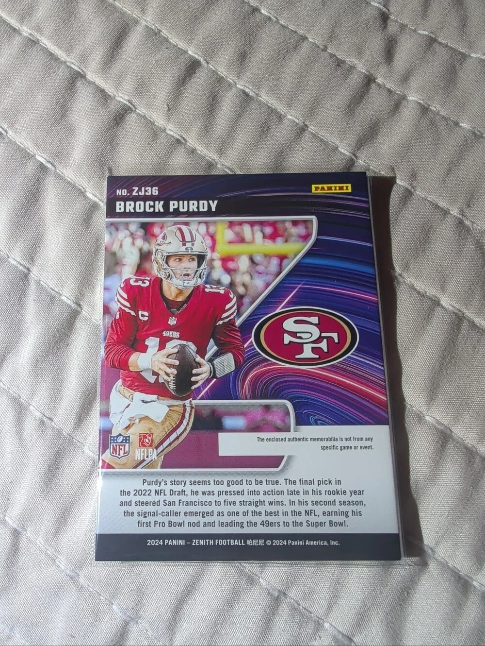 Brock Purdy- 2024 Panini Zenith - Z Jersey #ZJ36 (MEM)